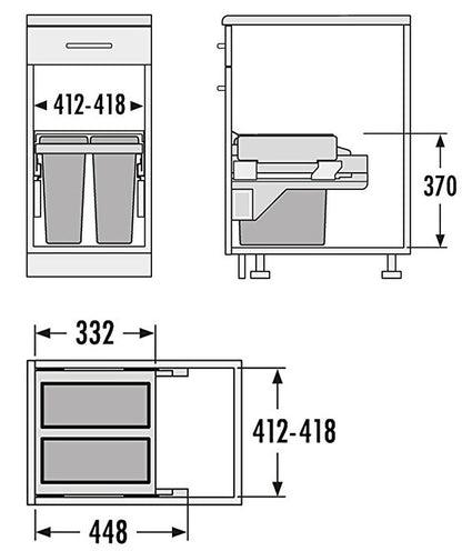 Hailo 3610941 AS Cargo Soft short 450 14/14 dunkelgrau mit 28 (2x14) Liter Füllvolumen / 2 fach Mülltrennsystem / für… – Bild 2
