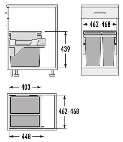 HAILO 3610521 Abfallsorter EURO CARGO S 500 30/19 / 50 cm Schrankbreite / Abfalltrennsystem – Bild 2
