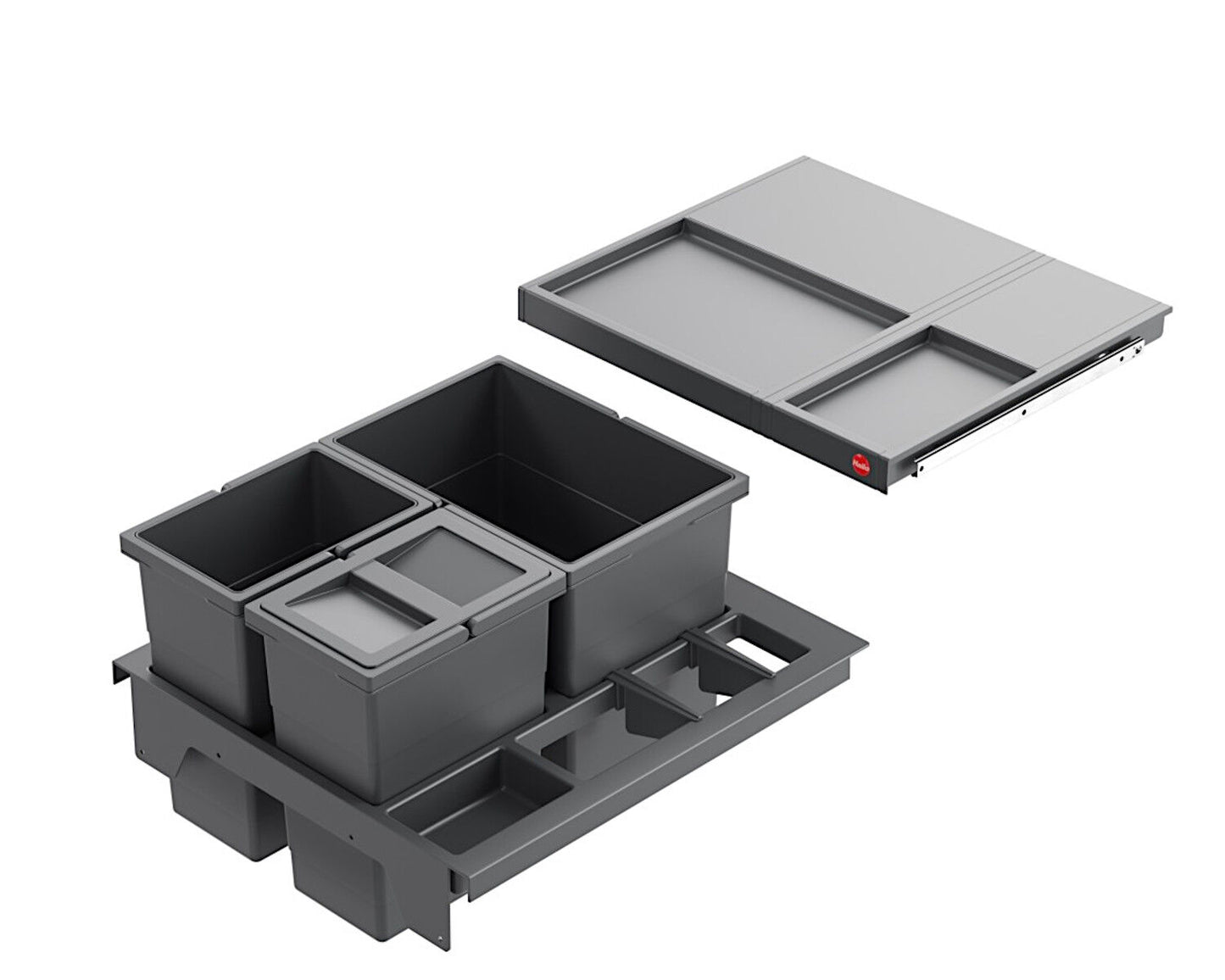 HAILO SEPARATO K 500 18/8/8/D Abfallsorter 3620521 dunkelgrau mit 34 Liter Abfallvolumen für 50 cm Schrankbreite