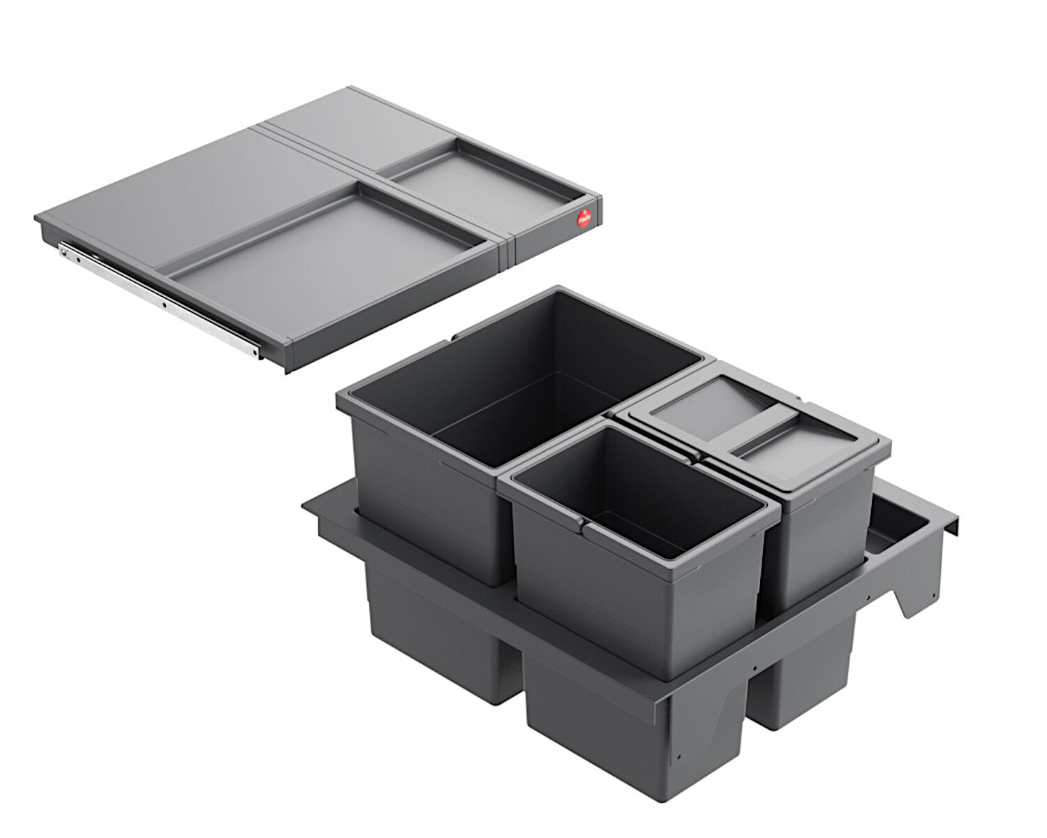 HAILO SEPARATO K 500 18/8/8/D Abfallsorter 3620521 dunkelgrau mit 34 Liter Abfallvolumen für 50 cm Schrankbreite – Bild 3