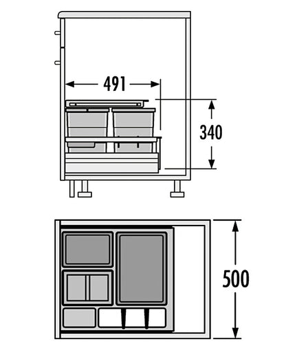 HAILO SEPARATO K 500 18/8/8/D Abfallsorter 3620521 dunkelgrau mit 34 Liter Abfallvolumen für 50 cm Schrankbreite – Bild 2