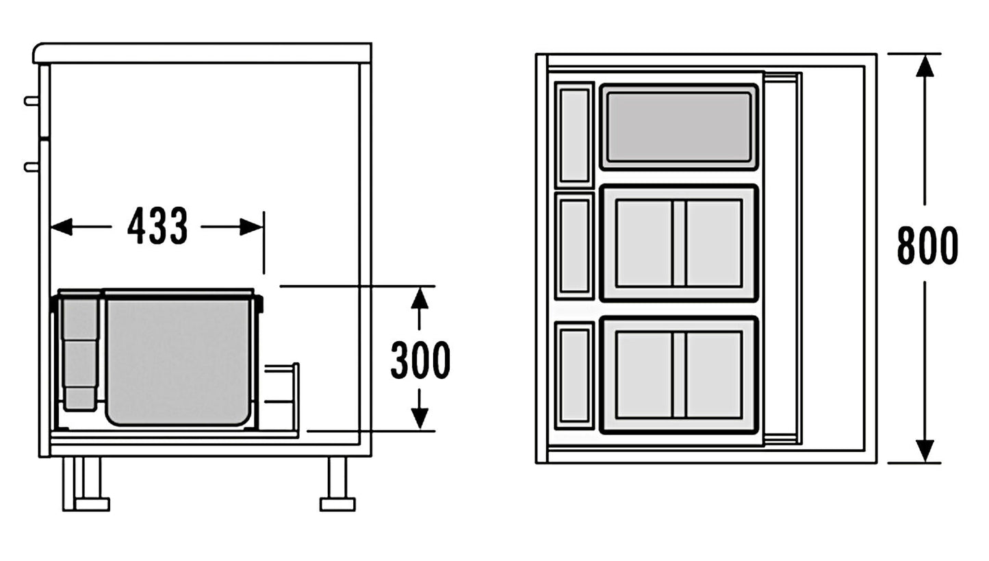 HAILO AS XXL 800 18/D/18/D/12/P/P/P für Auszugsschubladen 80 cm Schrankbreite / Mülleimer – Bild 2