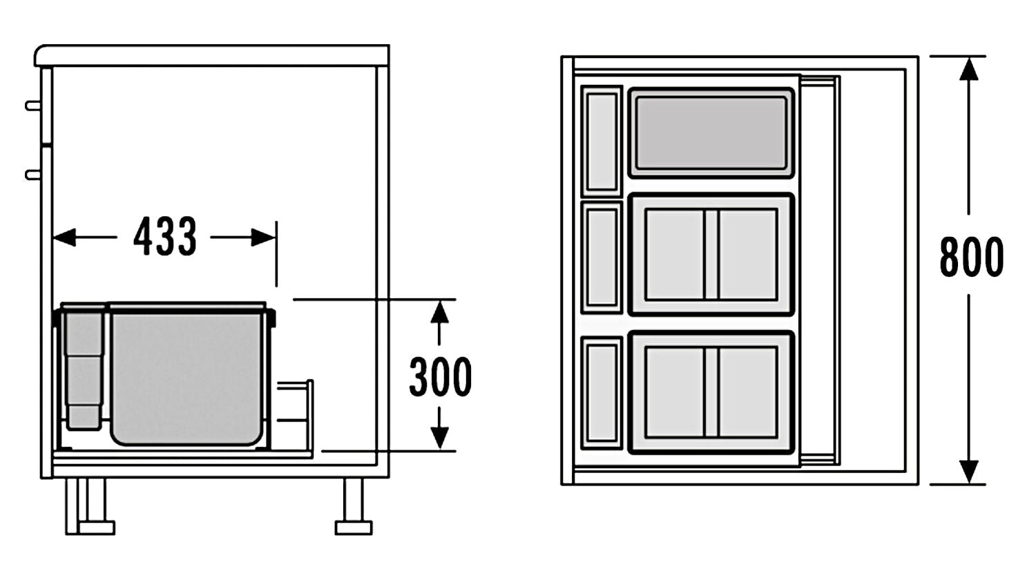 HAILO AS XXL 800 18/D/18/D/12/P/P/P für Auszugsschubladen 80 cm Schrankbreite / Mülleimer – Bild 2