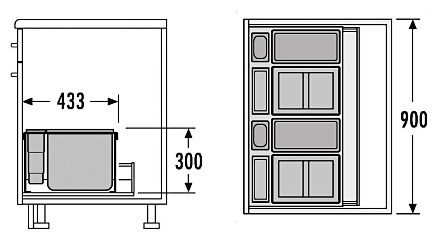 HAILO AS XXL 900 18/D/18/D/12/P/P/U/U für Auszugsschubladen 90 cm Schrankbreite / Mülleimer – Bild 2