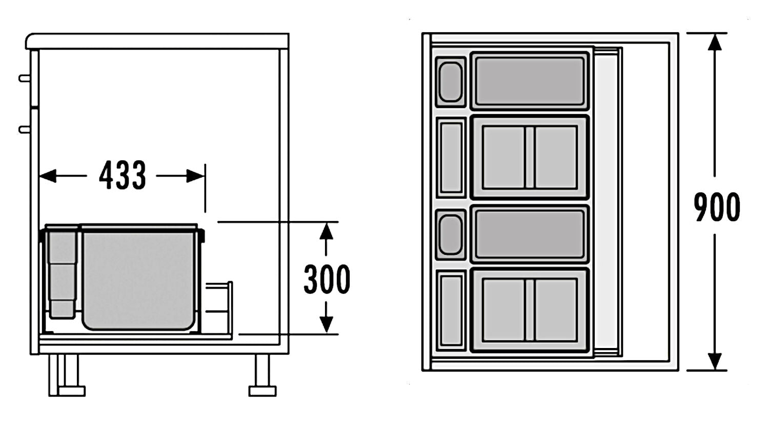 HAILO AS XXL 900 18/D/18/D/12/P/P/U/U für Auszugsschubladen 90 cm Schrankbreite / Mülleimer – Bild 2