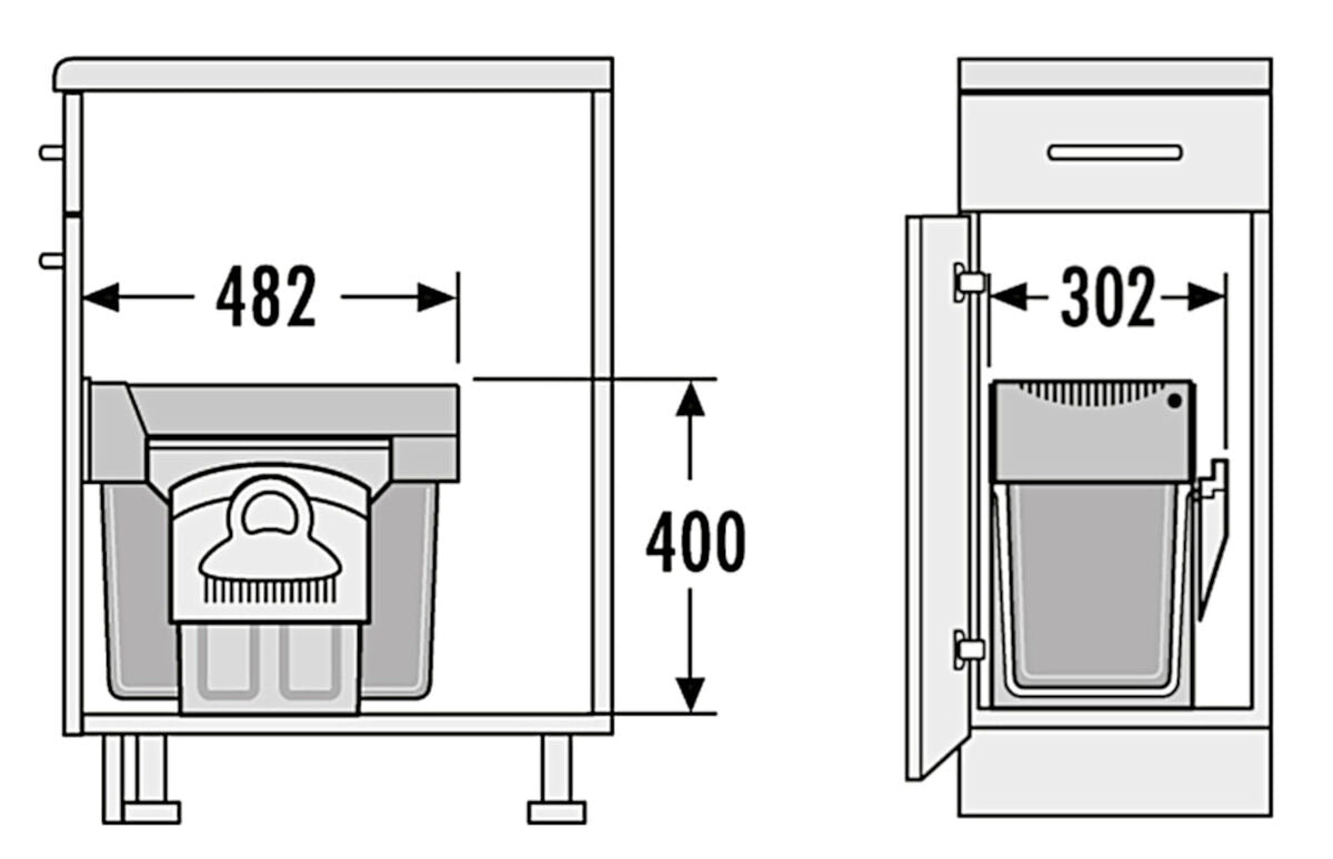 HAILO 3666-80 Abfallsorter 30 (2x15) Liter TANDEM 15/15/KS inkl. Kehrset ab 40 cm Schrankbreite – Bild 2