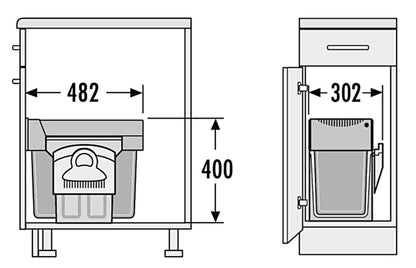 HAILO 3666-80 Abfallsorter 30 (2x15) Liter TANDEM 15/15/KS inkl. Kehrset ab 40 cm Schrankbreite – Bild 2