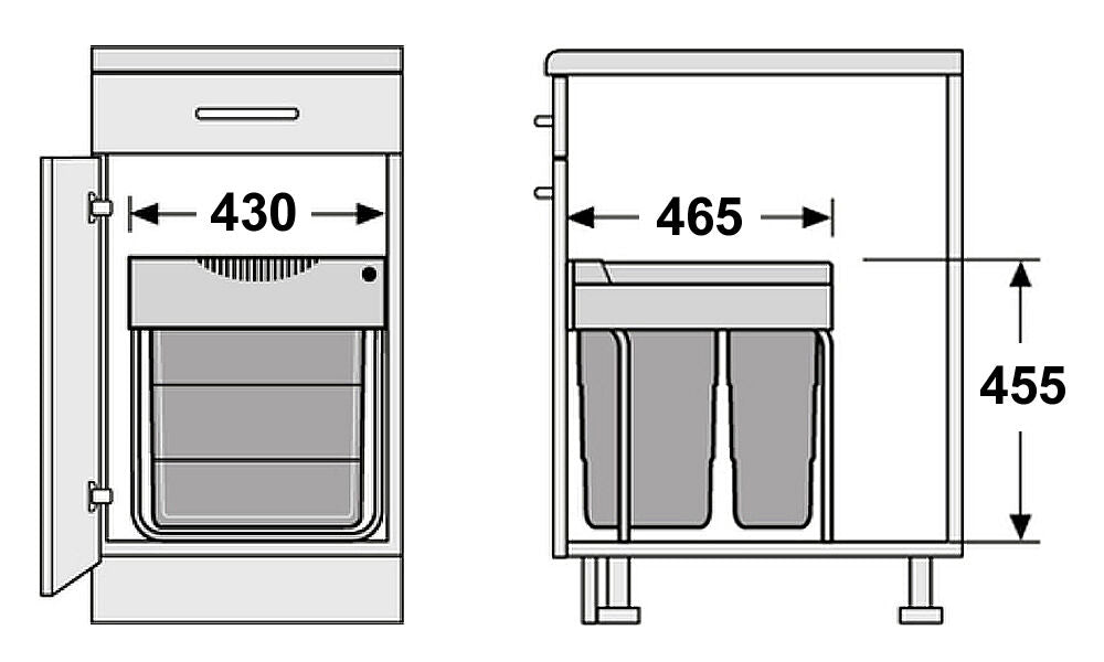 HAILO 3668-50 Abfallsorter 49 (30+19) Liter EASY CARGO 2 ab 50 cm Schrankbreite – Bild 2