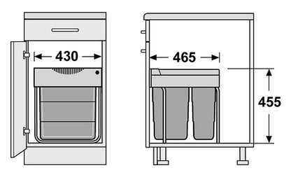 HAILO 3668-50 Abfallsorter 49 (30+19) Liter EASY CARGO 2 ab 50 cm Schrankbreite – Bild 2