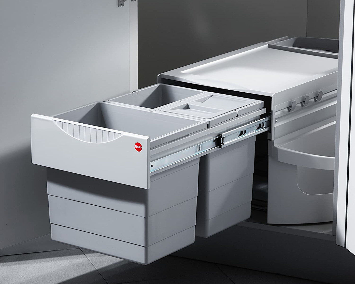HAILO 3646131 Abfallsorter RONDO-2 Plus 35 (1x18 + 2x8,5) Liter / ab 90 cm Eck - Schrankbreite / Hailo Rondo 90.3/35 – Bild 3
