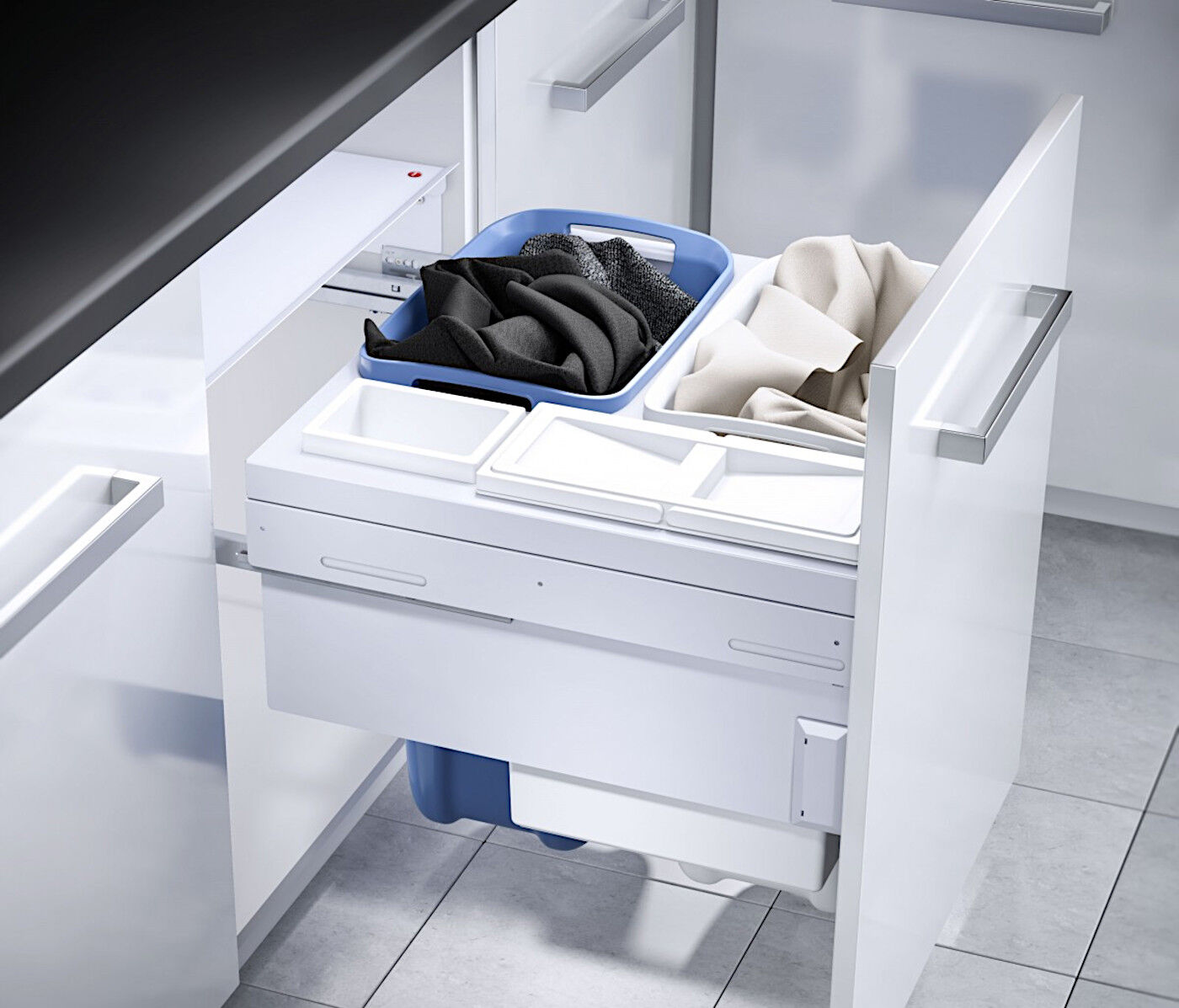 HAILO 3270611 Laundry Carrier 600 mit synchronisiertem Überauszug / TIDY 4-fach Wäschebehälterauszug / Wäschebox /… – Bild 4