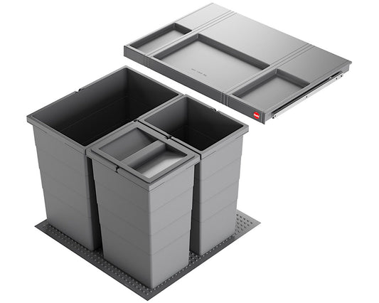 HAILO Abfallsorter 3301681 ALLEGRO 380 28/13/13/D dunkelgrau mit 54 Liter Abfallvolumen für 60 cm Schrankbreite