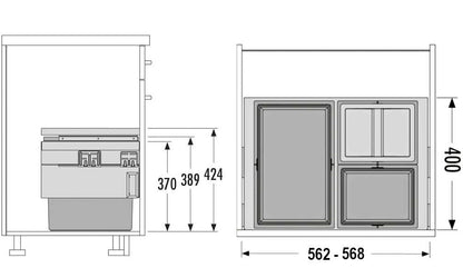 HAILO 3608631 CARGO SYNCHRO 3-fach Trennung 54 Liter für 60 cm Schrankbreite / Abfalltrennsystem – Bild 2
