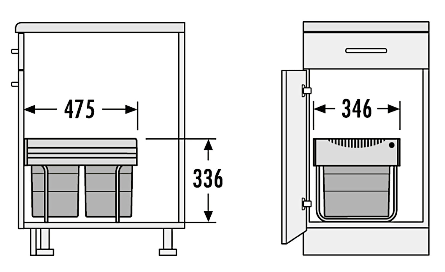 HAILO RAUMSPAR TANDEM 18/18 mit 36 Liter Abfallvolumen / ab 40 cm Schrankbreite – Bild 2
