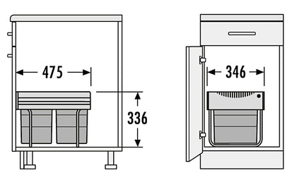 HAILO RAUMSPAR TANDEM 18/18 mit 36 Liter Abfallvolumen / ab 40 cm Schrankbreite – Bild 2