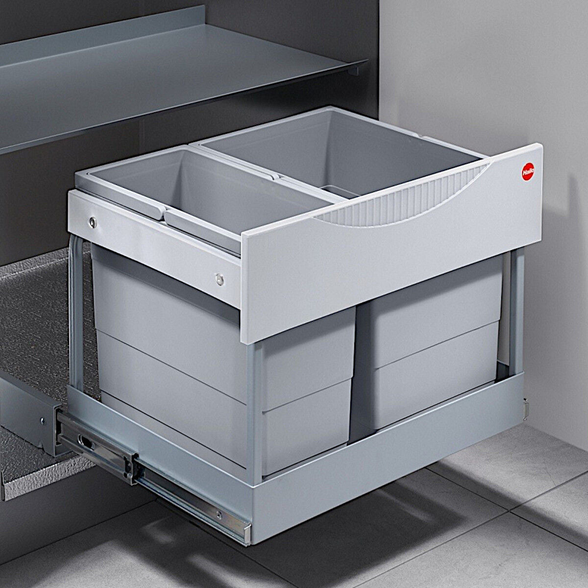 Abfallsorter Raumspar TANDEM S plus 18/12 mit Ausfahrautomatik, 30 (1x12 + 1x18) Liter / Hailo 3644801 / Schrankbreite…