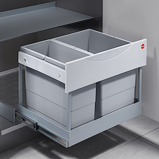 Abfallsorter Raumspar TANDEM S plus 18/12 mit Ausfahrautomatik, 30 (1x12 + 1x18) Liter / Hailo 3644801 / Schrankbreite…