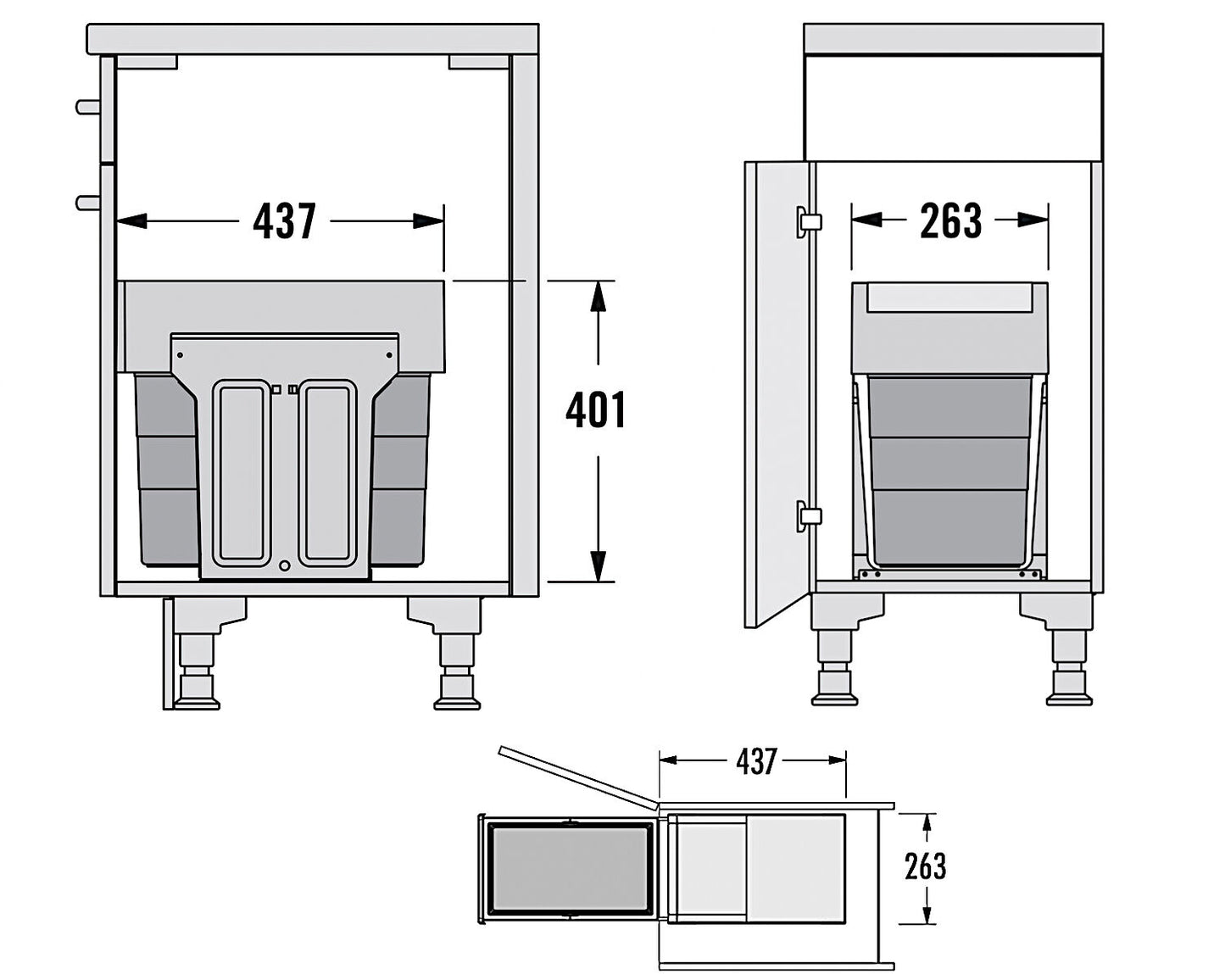 HAILO Abfallsorter TANDEM 28 ab 40 cm Schrankbreite / AS Tandem 4. Generation – Bild 2