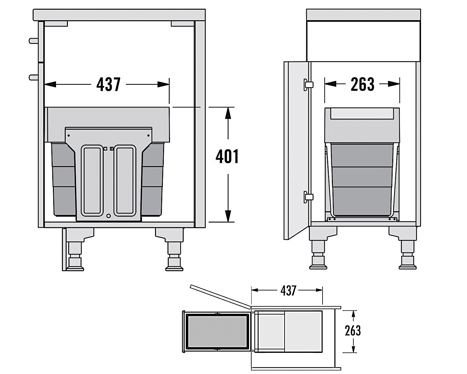 HAILO Abfallsorter TANDEM 28 ab 40 cm Schrankbreite / AS Tandem 4. Generation – Bild 2