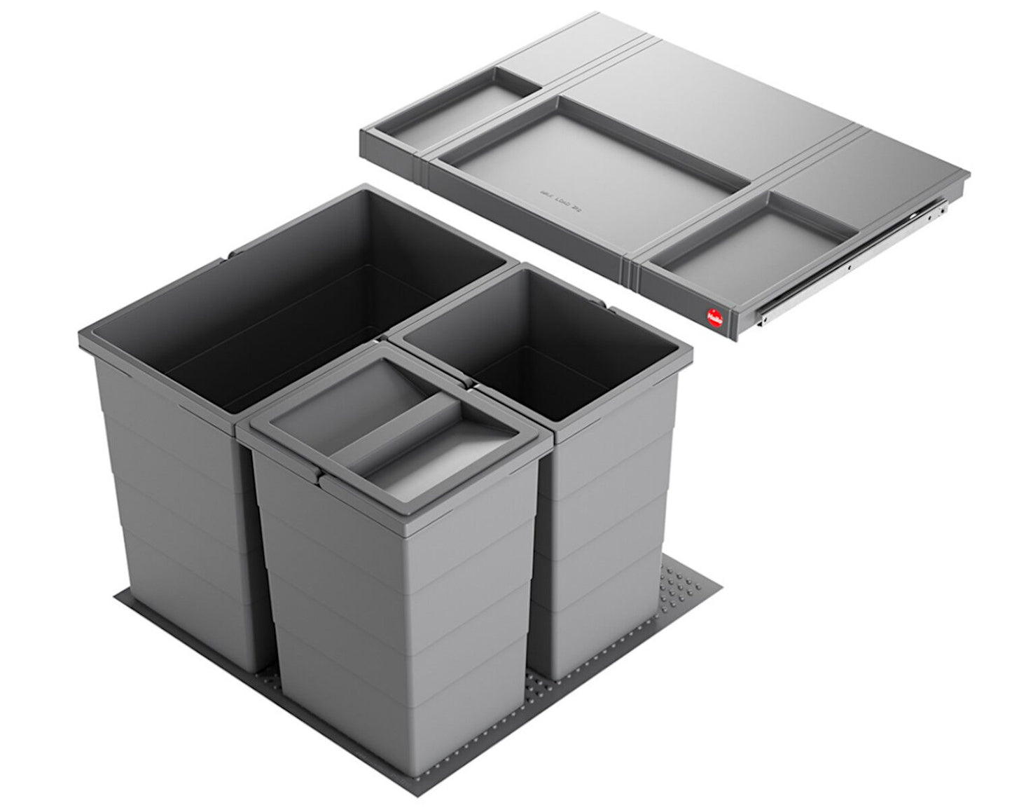 HAILO Abfallsorter 3301661 ALLEGRO 350 28/13/13/D dunkelgrau mit 54 Liter Abfallvolumen für 60 cm Schrankbreite