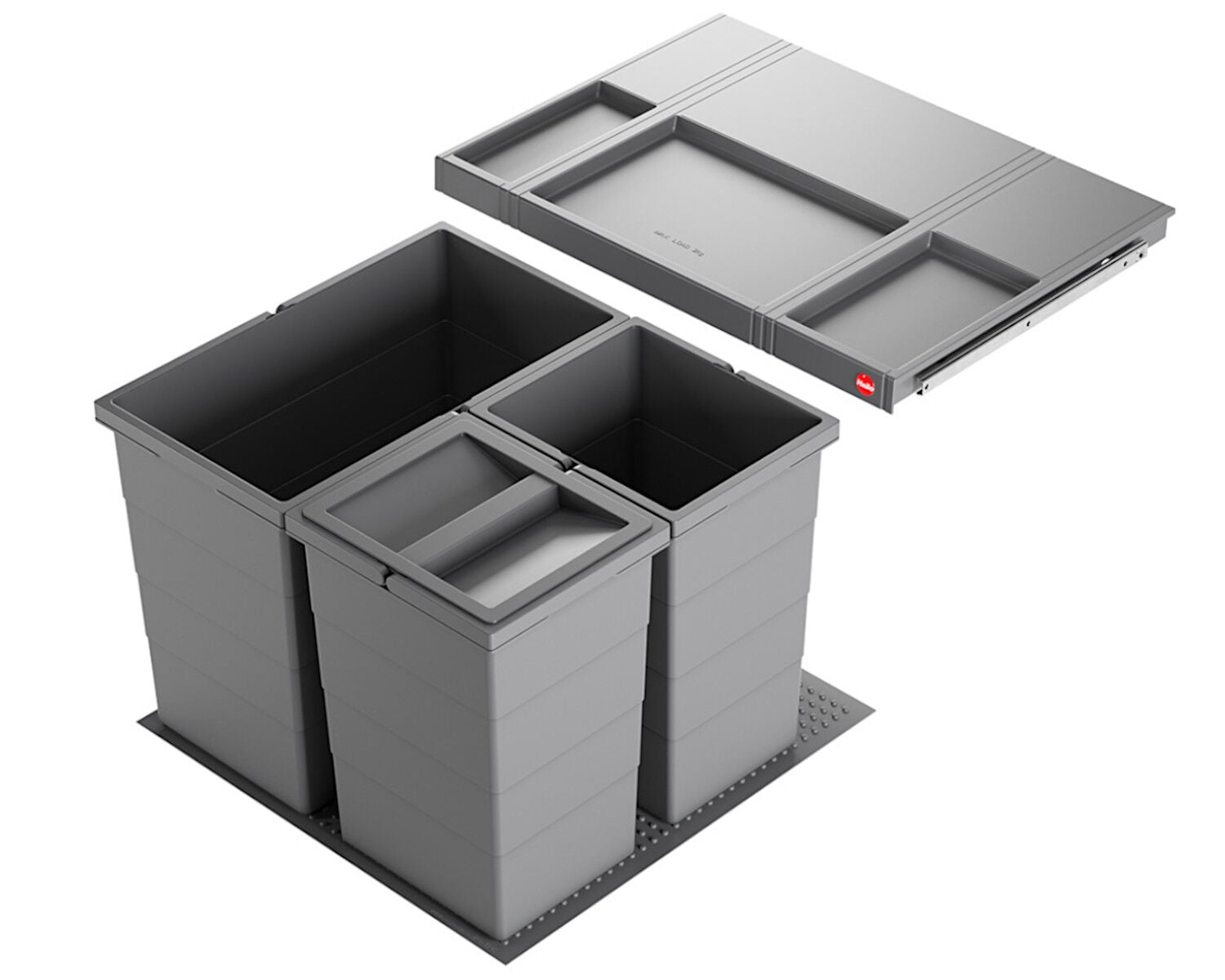 HAILO Abfallsorter 3301661 ALLEGRO 350 28/13/13/D dunkelgrau mit 54 Liter Abfallvolumen für 60 cm Schrankbreite
