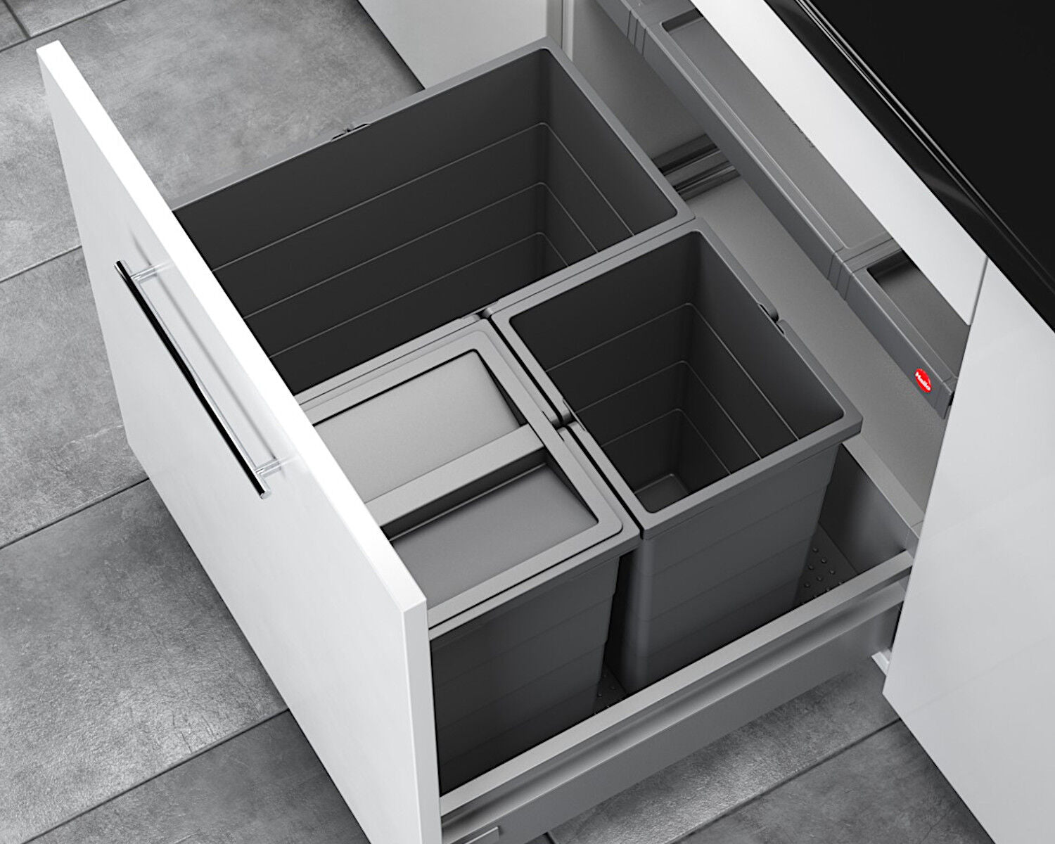HAILO Abfallsorter 3301661 ALLEGRO 350 28/13/13/D dunkelgrau mit 54 Liter Abfallvolumen für 60 cm Schrankbreite – Bild 5