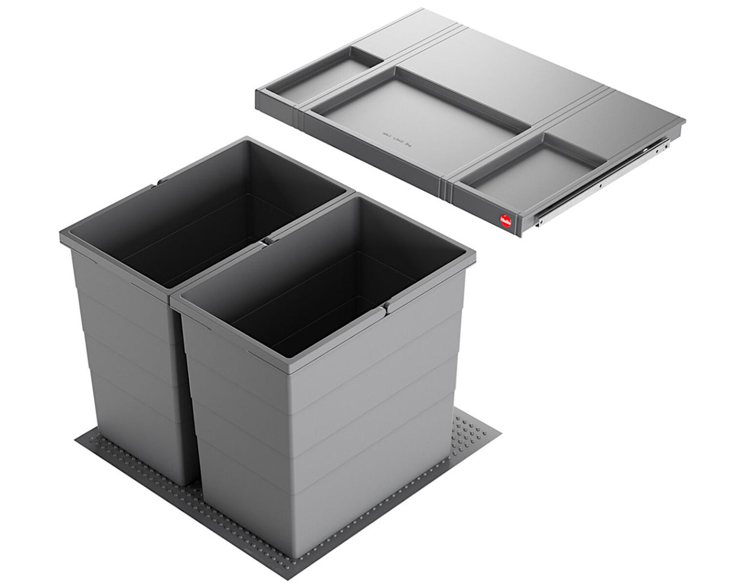 HAILO Abfallsorter 3301671 ALLEGRO 380 28/28 dunkelgrau mit 56 Liter Abfallvolumen für 60 cm Schrankbreite