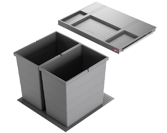 HAILO Abfallsorter 3301671 ALLEGRO 380 28/28 dunkelgrau mit 56 Liter Abfallvolumen für 60 cm Schrankbreite