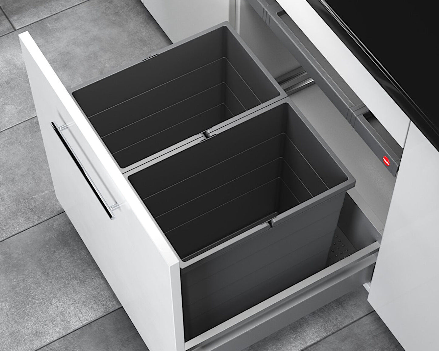 HAILO Abfallsorter 3301671 ALLEGRO 380 28/28 dunkelgrau mit 56 Liter Abfallvolumen für 60 cm Schrankbreite – Bild 4