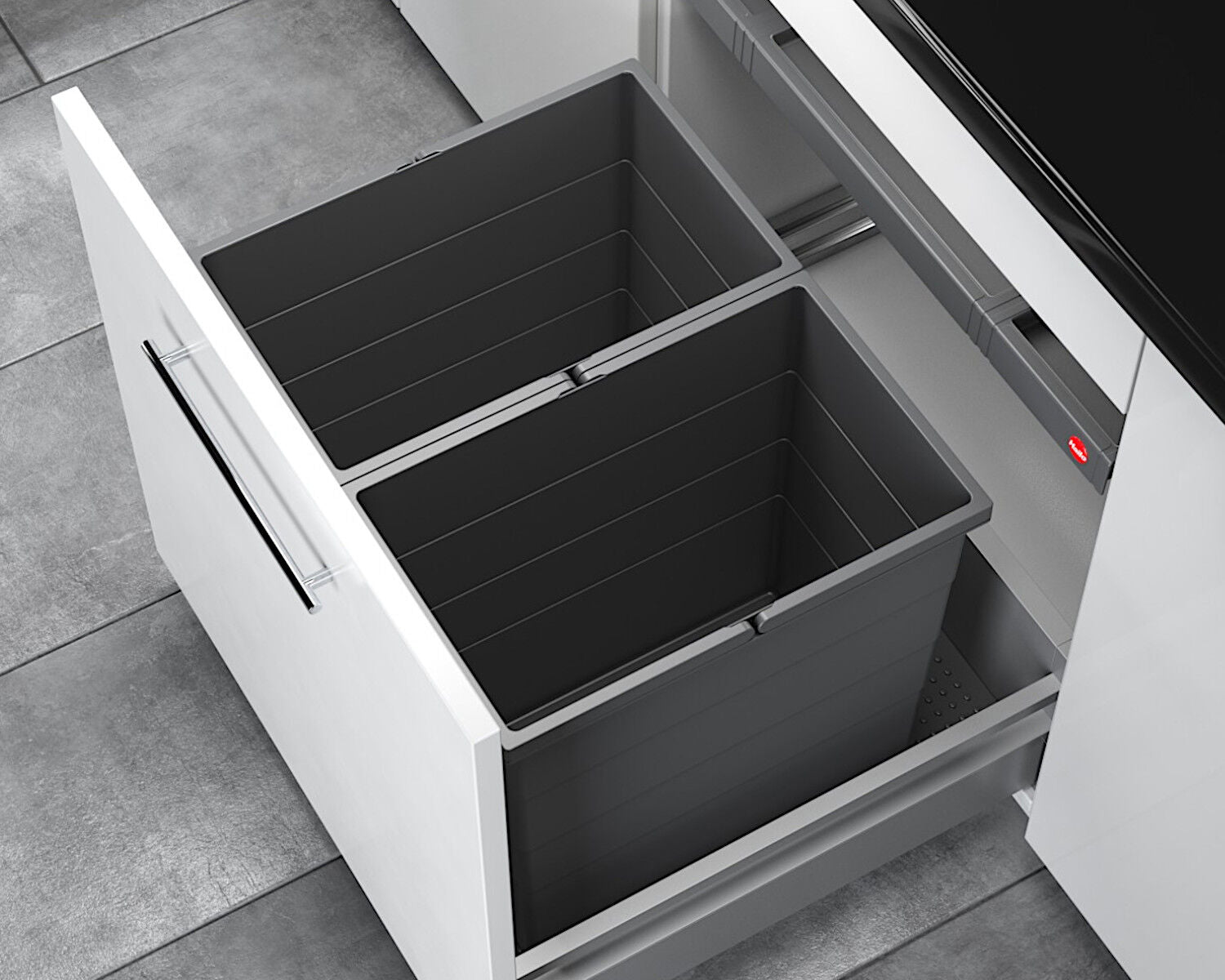 HAILO Abfallsorter 3301671 ALLEGRO 380 28/28 dunkelgrau mit 56 Liter Abfallvolumen für 60 cm Schrankbreite – Bild 4
