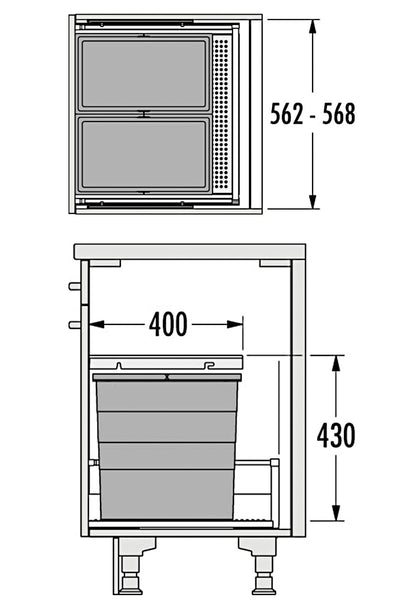 HAILO Abfallsorter 3301671 ALLEGRO 380 28/28 dunkelgrau mit 56 Liter Abfallvolumen für 60 cm Schrankbreite – Bild 2