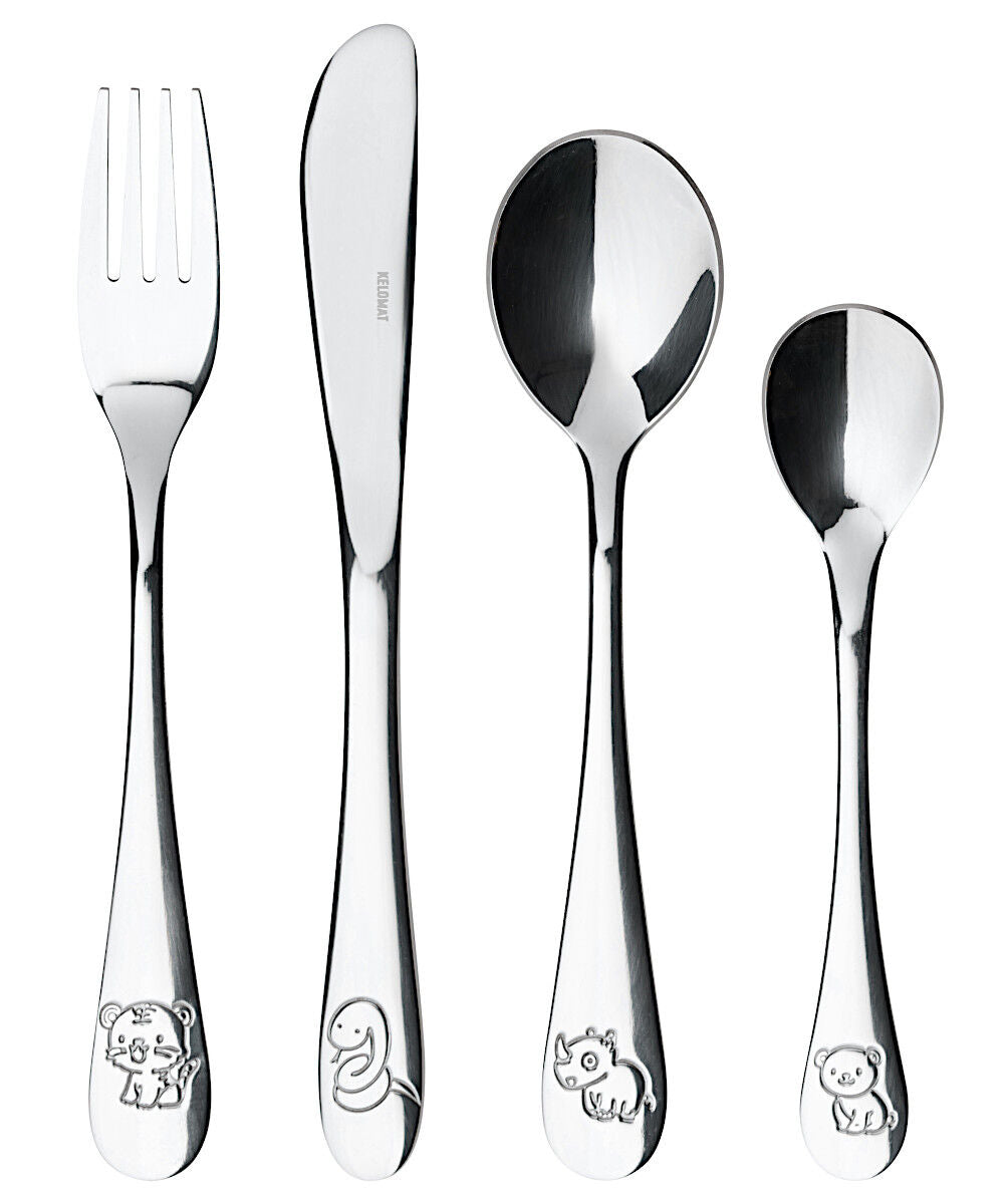 KELOMAT 2497-313 Kinderbesteck-Set DSCHUNGEL 4-tlg. Edelstahl rostfrei / Besteck-Set