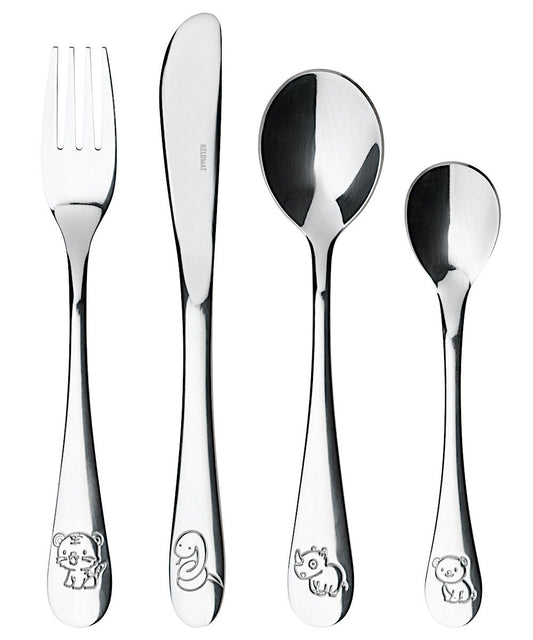KELOMAT 2497-313 Kinderbesteck-Set DSCHUNGEL 4-tlg. Edelstahl rostfrei / Besteck-Set