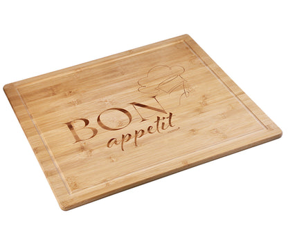 KESPER 58597-13 Schneide- und Abdeckplatte Motiv BON APPETIT aus Bambus / Herdabdeckplatte / Schneidbrett