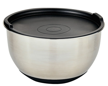 KESPER Rührschüssel 26 cm aus Edelstahl mit Deckel und Silikonboden / Edelstahlschüssel