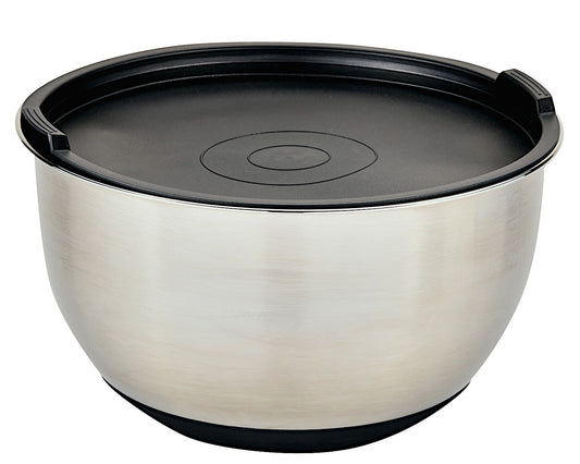 KESPER Rührschüssel 26 cm aus Edelstahl mit Deckel und Silikonboden / Edelstahlschüssel