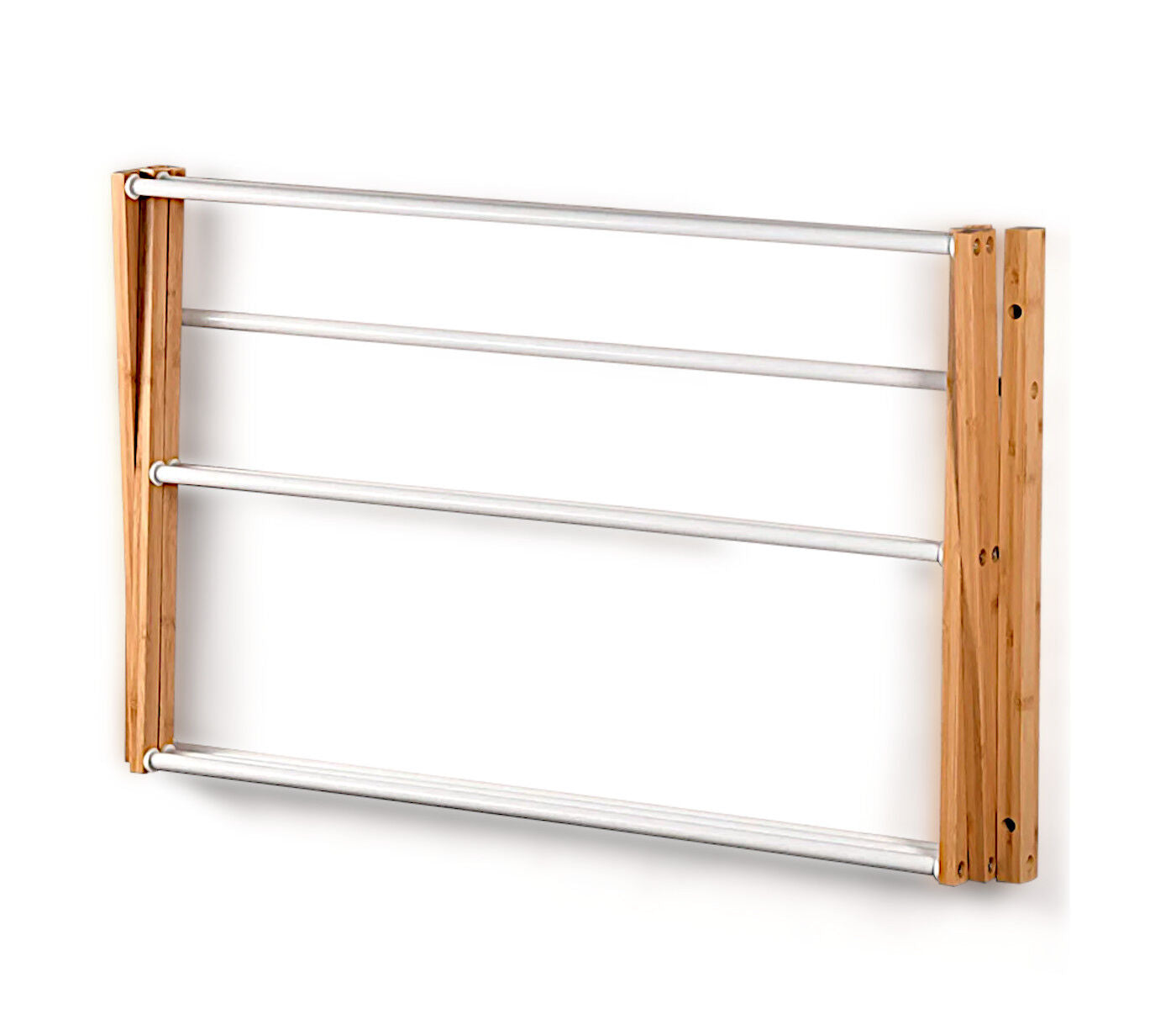 KESPER faltbarer Wand-Wäschetrockner aus Bambus und Metall / Wäscheleine