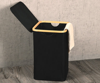 KESPER Wäschesammler aus recyceltem Polyester und Bambus / Wäschekorb