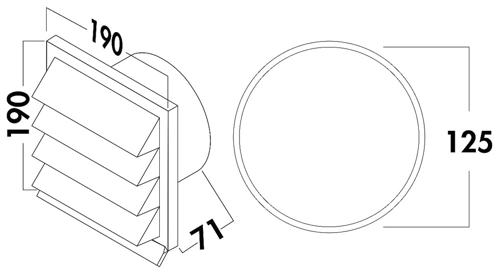 K-JAL 125 Außenjalousie mit Rückstauklappe / Compair flow (System Ø 125)