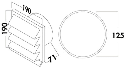 K-JAL 125 Außenjalousie mit Rückstauklappe / Compair flow (System Ø 125)