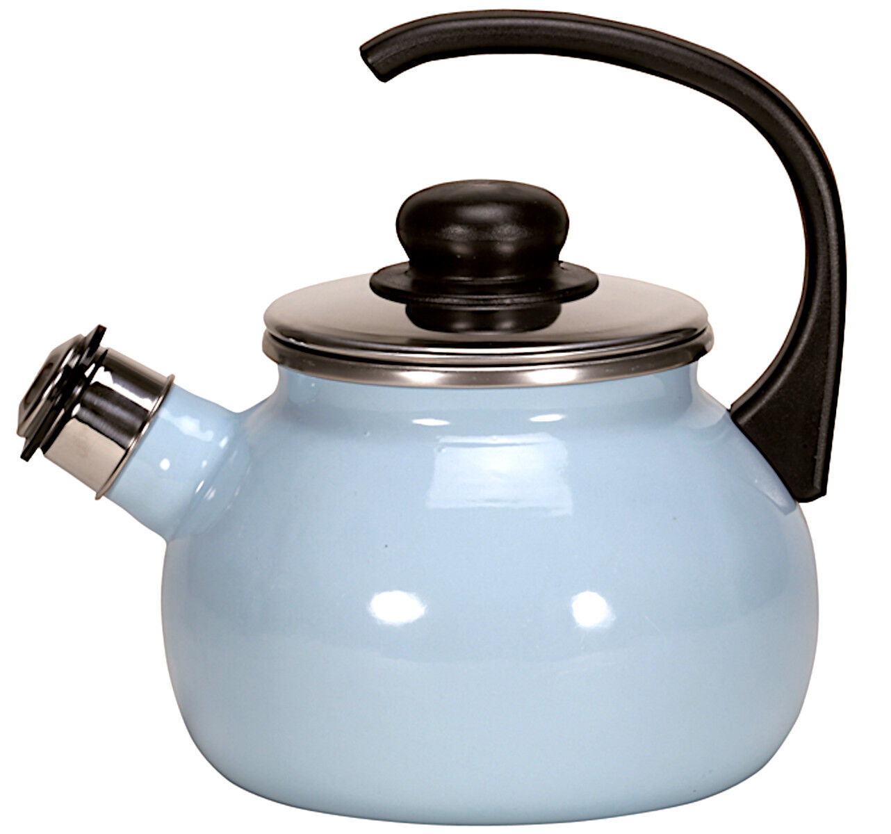Karl Krüger Flötenkessel 2 Liter Serie SYLT aus Stahlemaille / Pfeifkessel / Wasserkessel