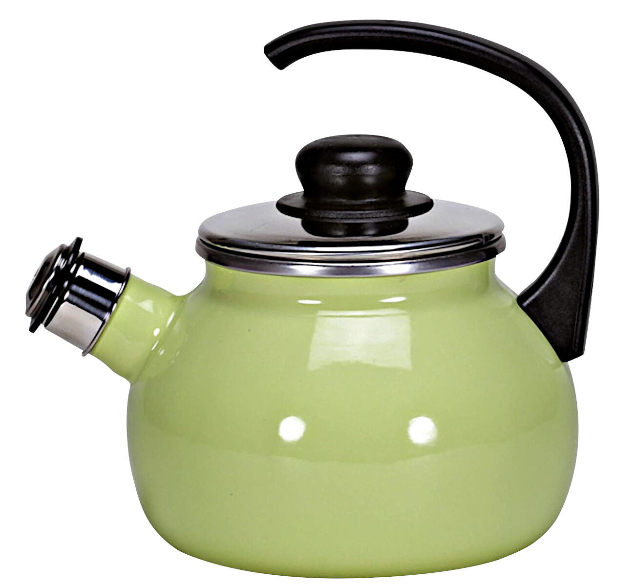 Karl Krüger Flötenkessel 2 Liter Serie JUIST aus Stahlemaille / Pfeifkessel / Wasserkessel