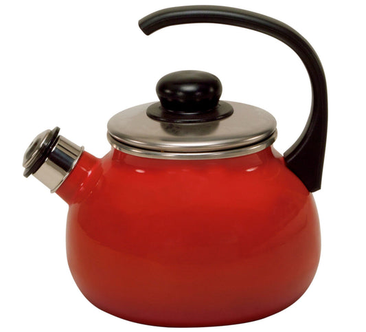 Karl Krüger Flötenkessel 2 Liter Serie ROM aus Stahlemaille / Pfeifkessel / Wasserkessel
