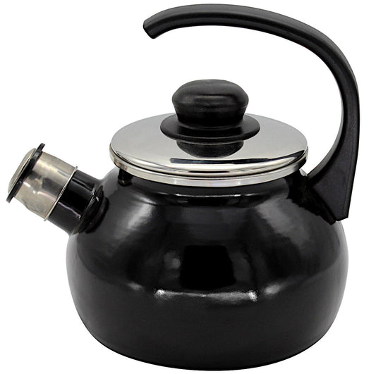 Karl Krüger Flötenkessel 2 Liter Serie TRIEST aus Stahlemaille / Pfeifkessel / Wasserkessel