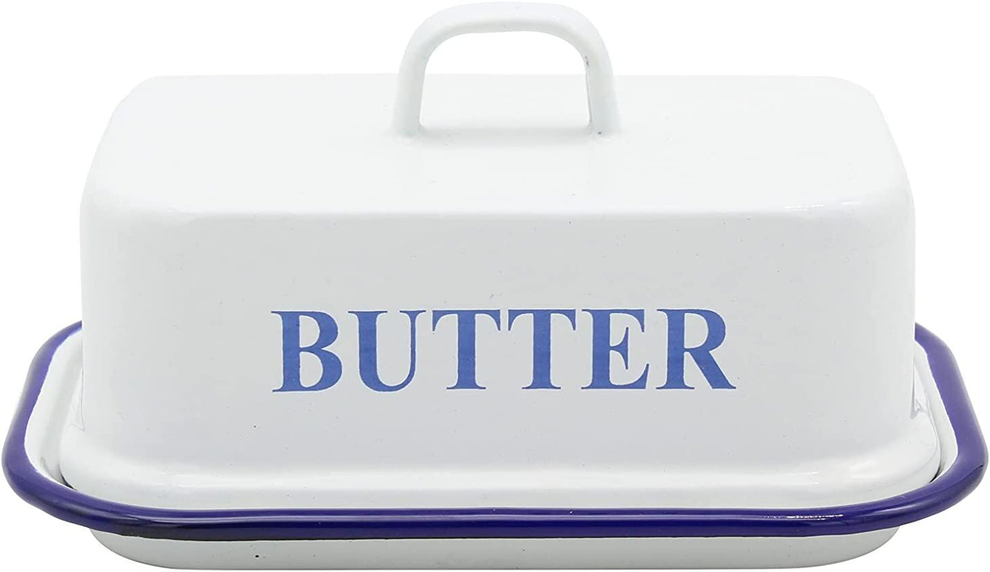 Karl Krüger 120252 Butterdose Husum 17x12x9cm emailliert, weiß