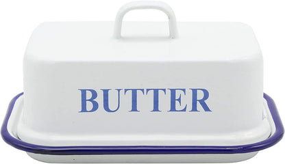 Karl Krüger 120252 Butterdose Husum 17x12x9cm emailliert, weiß