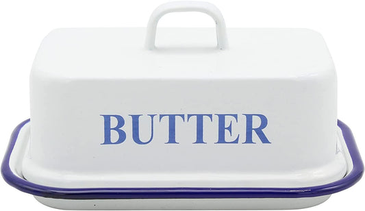 Karl Krüger 120252 Butterdose Husum 17x12x9cm emailliert, weiß