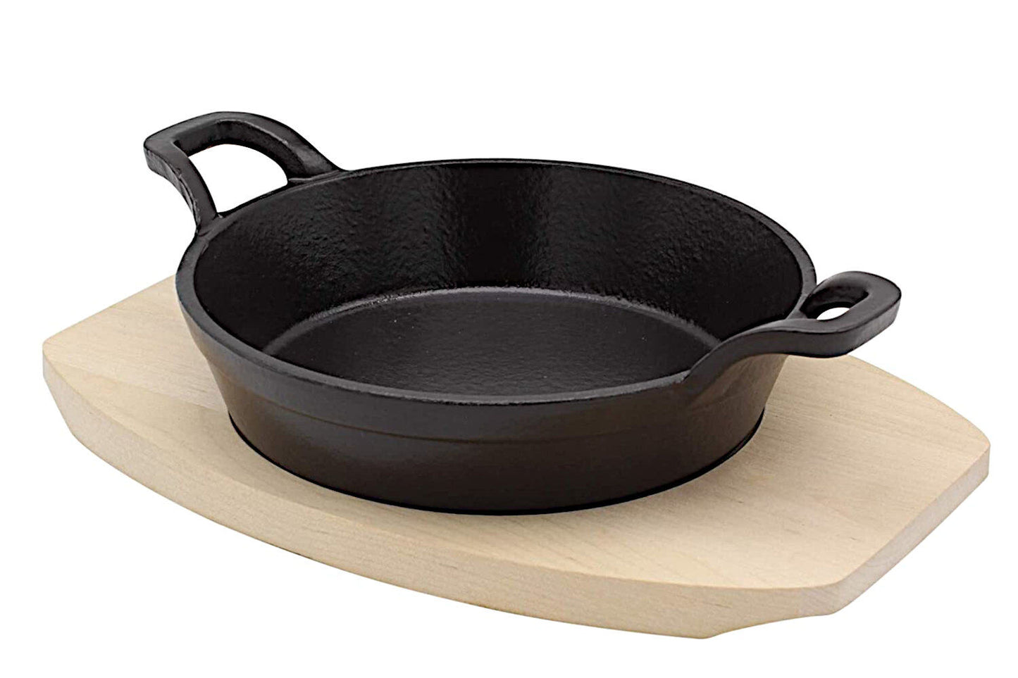Karl Krüger Eisenguss-Servierpfanne Ø 18 cm mit Holzteller Serie TOLEDO