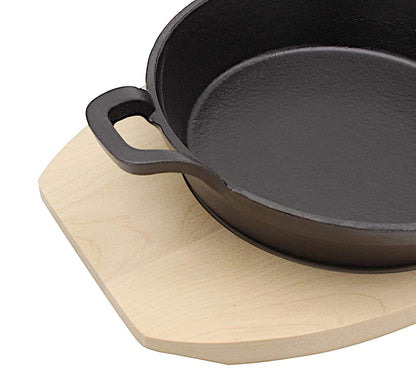 Karl Krüger Eisenguss-Servierpfanne Ø 18 cm mit Holzteller Serie TOLEDO
