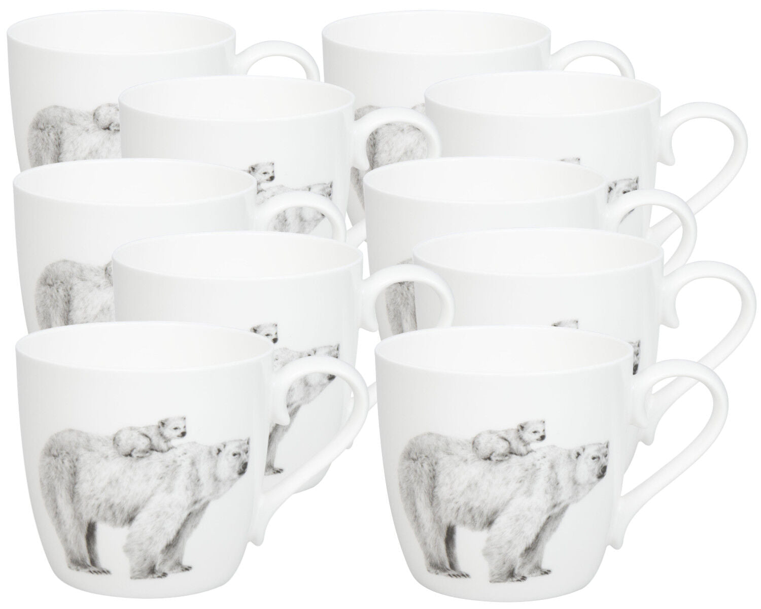 10er SET KÖNITZ 1120572956 Becher Amazing Animals - Eisbären 425 ml aus Bone China Porzellan